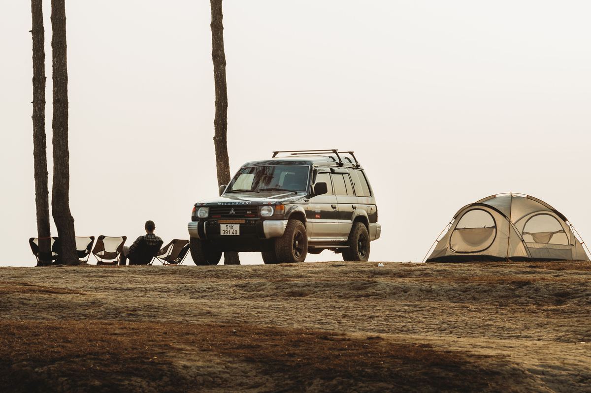 SUV at campsite